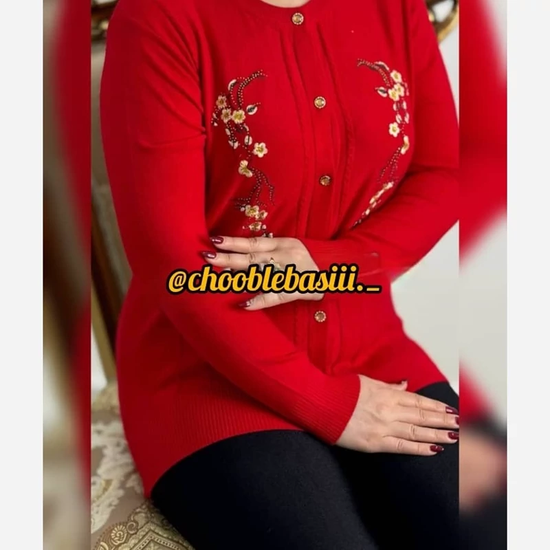 ژاکت زنانه جلو باز طرح گل نرگس