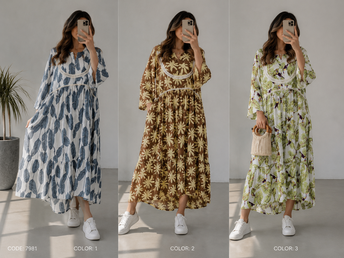 پیراهن  زنانه نخی بلند خنک تابستانه نارین